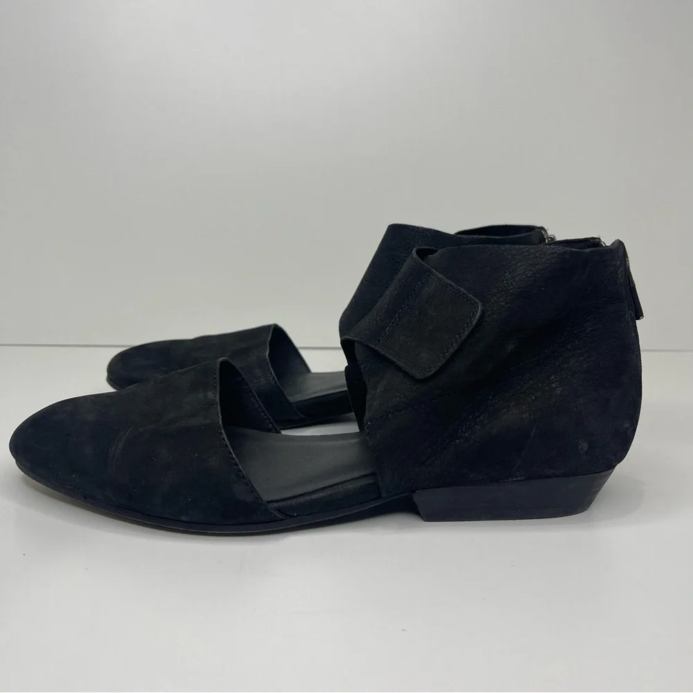 Eileen Fisher Women’s 7.5 Black Tumbled Nubuck‎ Suede Pointed Toe Strap Shoes
